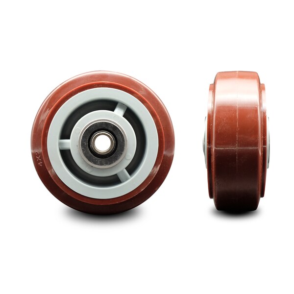SCC - 4" Poly on Polyolefin Wheel Only w/Roller Bearing - 1/2" Bore-500 lbs Cpty